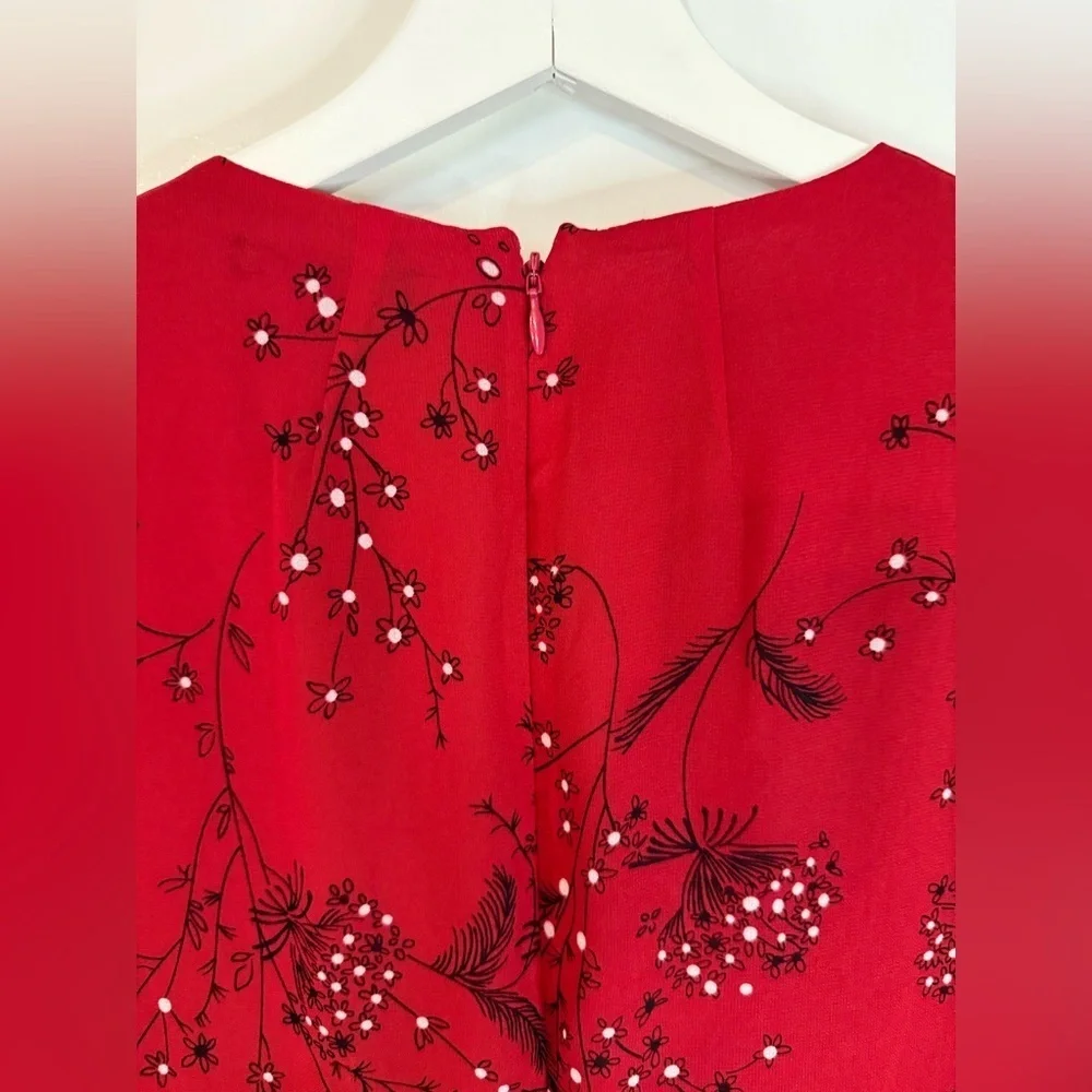 Madewell Women’s Red Windswept Floral Hazelwood Wrap-Front Mini Dress - Size 2 - Picture 6 of 10